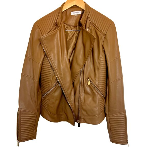 Calvin Klein Jackets & Blazers - Calvin Klein Faux-Leather Moto Jacket